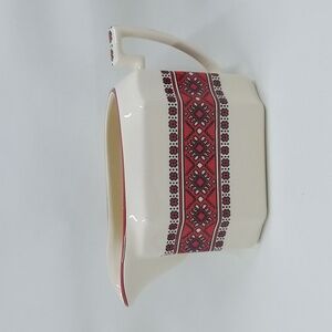 Cream and Red Ceramic Gravy Boat (Kiev, Ukraine)